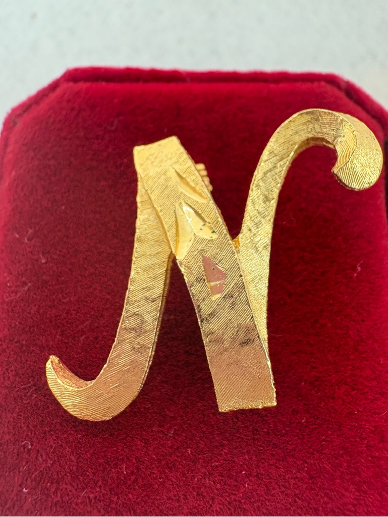 Vintage 1950’s Initial “N” Brooch
